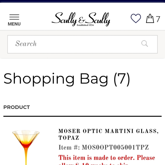 SCULLY & SCULLY Hand Blown Moser Pebbles Stemmed amber martini glasses 7 - Picture 3 of 4